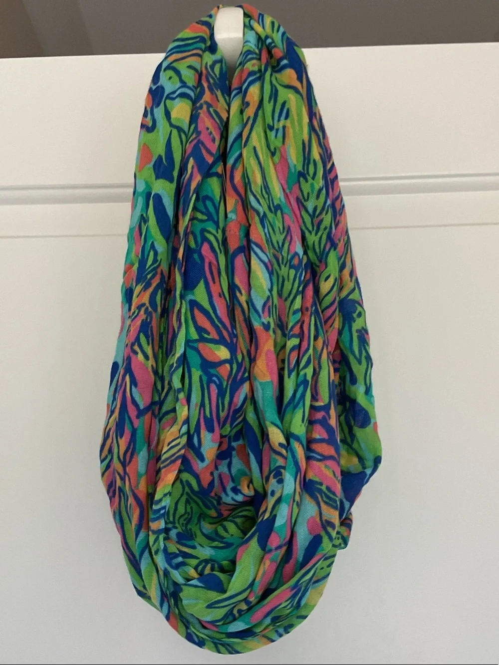 Lilly Pulitzer Tropical Floral Infinity Scarf in Aqua, Blue, Pink & Green